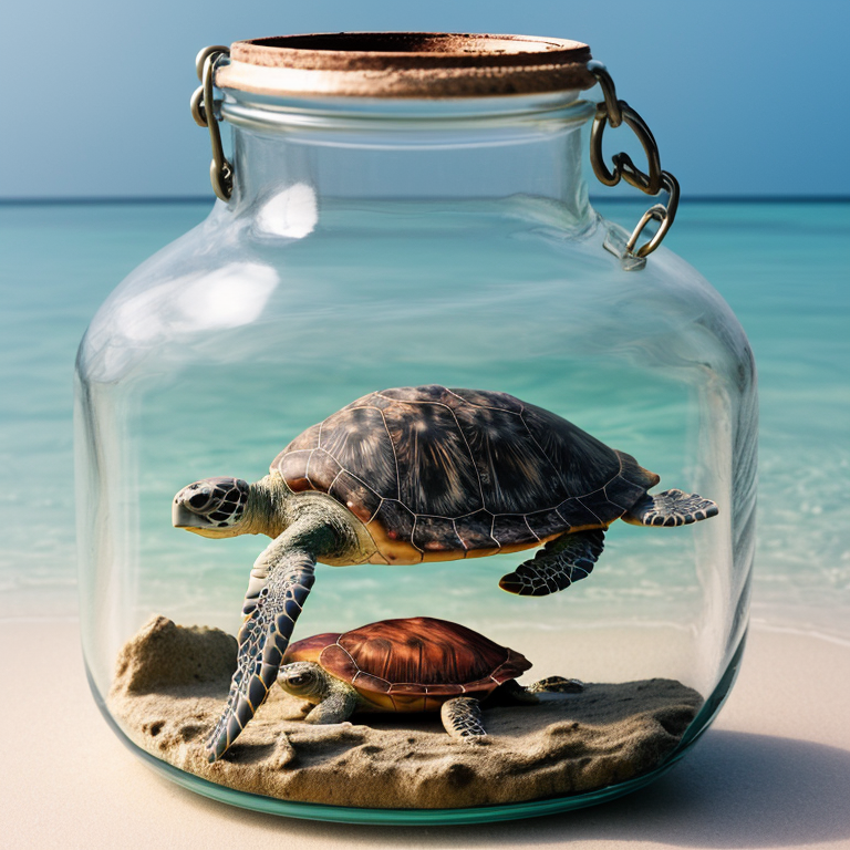 Sea Turtle Clear Glass Bottle